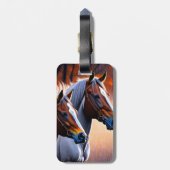 茶色の白いブルビーの馬、荷物タグ ラゲッジタグ (裏面縦)