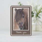 茶色の白い枠付き馬絵画のサンキューカード サンキューカード (スタンド正面)