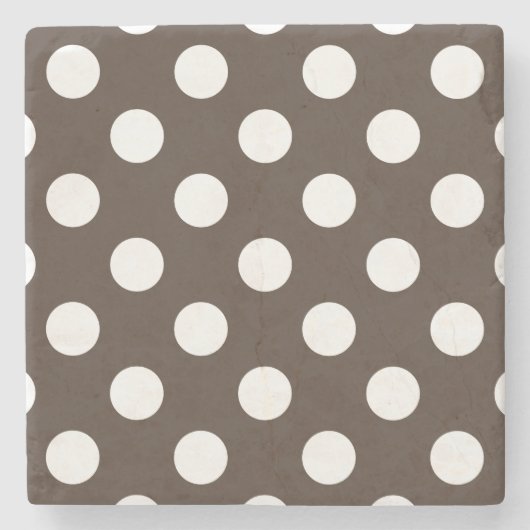 茶色の白い水玉模様 ストーンコースター (正面)
