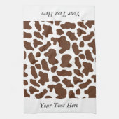 茶色の白い牛のパタパーソナライズされたーン キッチンタオル (縦)