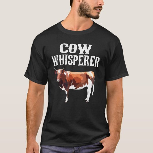 茶色の白い牛の賢い農業動物 Tシャツ (正面)