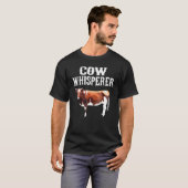 茶色の白い牛の賢い農業動物 Tシャツ (正面フル)