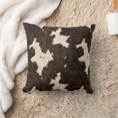 茶色の白い牛フェイクの毛染み肌 クッション (ブランケット)