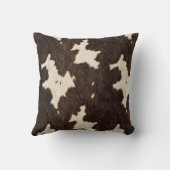 茶色の白い牛フェイクの毛染み肌 クッション (裏面)