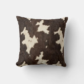 茶色の白い牛フェイクの毛染み肌 クッション (正面)