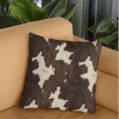 茶色の白い牛フェイクの毛染み肌 クッション