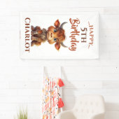 茶色の白い甘いおもしろいカウバナー 横断幕 (インサイチュ)