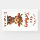 茶色の白い甘いおもしろいカウバナー 横断幕 (横)