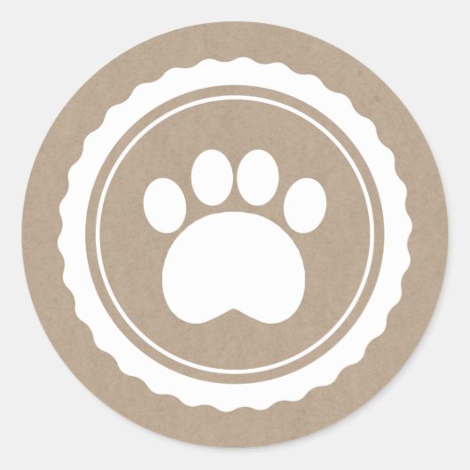 茶色の白い肉柄の紙 ラウンドシール (正面)