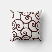 茶色の白い背景と抽象芸術柄の枕 クッション (正面)