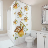 茶色の白い貝殻の海のシャワーカーテン海 シャワーカーテン (インサイチュ)