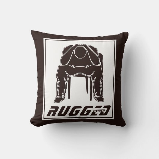 茶色の白い頑丈な男の持ち主 |考えの男 クッション (正面)