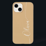 茶色の白エレガント書のスクリプト名 Case-Mate iPhone 14ケース<br><div class="desc">茶色の白エレガント書のスクリプトの名カスタム前iPhone 14パーソナライズされた電話のケースは茶色の背景に手の書のスクリプトのタイポグラフィにモダンは、あなたの名前を持つトレンディーとデザインを特徴とを特徴とする。©Evco Studio www.zazzle.com/store/evcostudioによる設計</div>