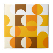 茶色の白オレンジ色の黄色の半円パターン タイル (正面)