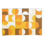 茶色の白オレンジ色の黄色の半円パターン 枕カバー (正面右)