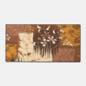 茶色の白黒キューブ花 デスクマット (正面)