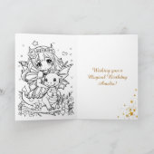 茶色の目のエルフの妖精とドラゴンの誕生日 カード (内部)