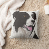 茶色の目を持つ美しい白黒のコリー クッション (ブランケット)