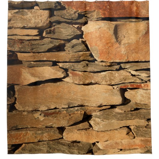 茶色の石壁 シャワーカーテン (正面)