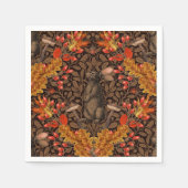 茶色の秋のうさぎ スタンダードカクテルナプキン (正面)