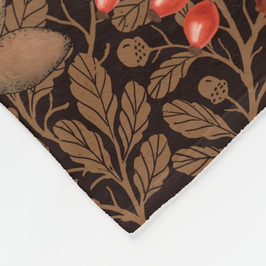 茶色の秋のうさぎ フリースブランケット (角)