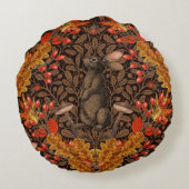 茶色の秋のうさぎ ラウンドクッション (裏面)