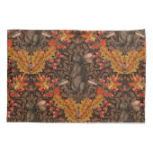 茶色の秋のうさぎ 枕カバー (裏面-左)