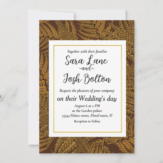 茶色の秋のシダ 招待状 (正面)