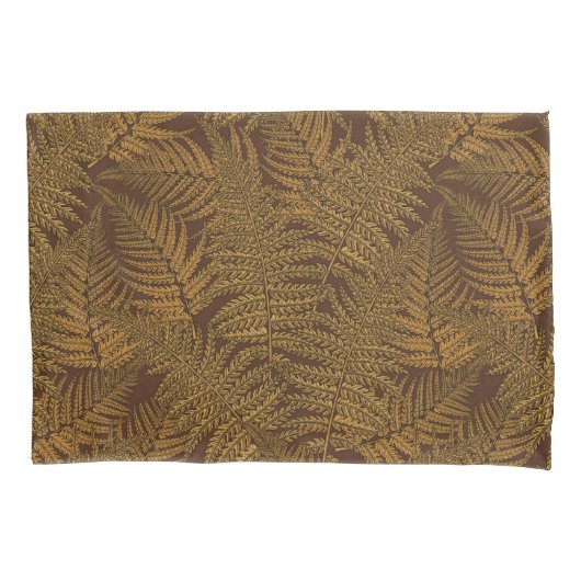 茶色の秋のシダ 枕カバー (正面左)
