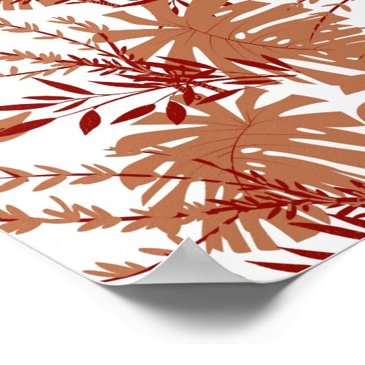 茶色の秋の葉フローラY2Kパターン ポスター (角)