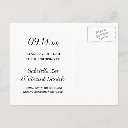 茶色の秋リーフスタンプ結婚式の日付を保存 案内ポストカード (裏面)