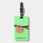 茶色の笑顔のナマケモノとハート鼻 ラゲッジタグ (正面縦)