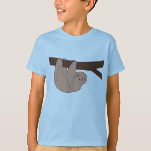 茶色の笑顔のナマケモノとハート鼻 Tシャツ (正面)