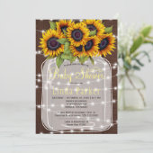 茶色の納屋の木の素朴なメイソンの瓶の赤ちゃんシャワー 招待状 (スタンド正面)