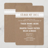茶色の紙とレースにインスパイアされた卒業式招待状 招待状 (正面/裏面)