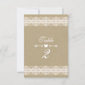 茶色の紙と白のレース ナチュラル ラスティック ウェディング 招待状 (裏面)