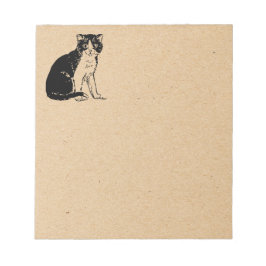 茶色の紙に描かれた子猫の美術作品 ノートパッド