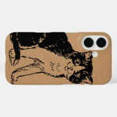 茶色の紙に描かれた子猫の美術作品 Case-Mate iPhoneケース (裏面 (横))