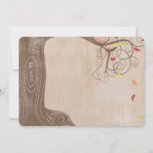 茶色の紙に描かれた秋の色の木の結婚式招待状 招待状 (裏面)