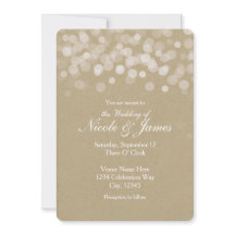 茶色の紙のシンプルな田舎風の結婚式の招待状