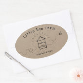 茶色の紙の田舎のミツバチの巣箱 楕円形シール (封筒)