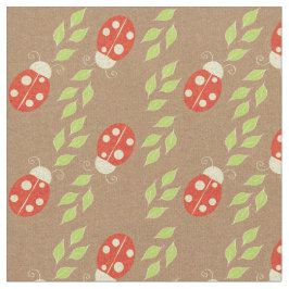 茶色の紙パター葉ンのReverse Ladybugsと ファブリック