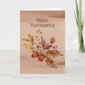 茶色の素朴どんぐりの葉の秋の感謝祭 シーズンカード (正面)