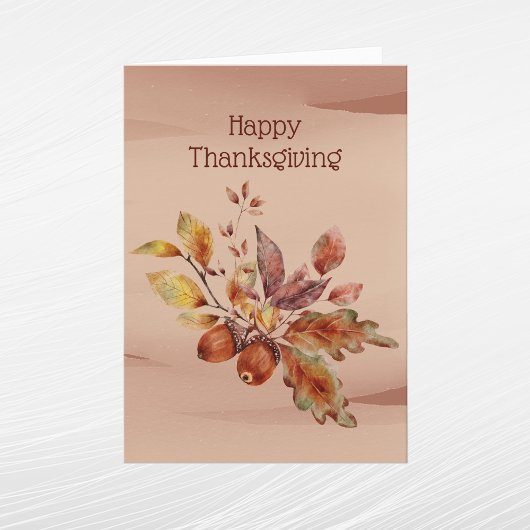 茶色の素朴どんぐりの葉の秋の感謝祭 シーズンカード