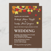 茶色の素朴なマップルの葉の秋の結婚式の招待状 招待状 (正面/裏面)