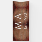 茶色の素朴なレンガの石に名前と日付を入れる 横断幕 (縦)