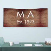 茶色の素朴なレンガの石に名前と日付を追加 横断幕 (トレードショー)