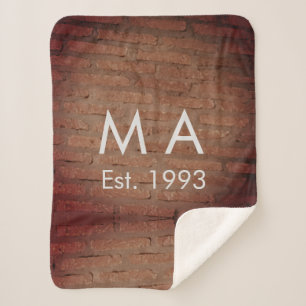 茶色の素朴なレンガの石に名前の文字の年日付を追加 シェルパブランケット