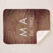 茶色の素朴なレンガの石に名前の文字の年日付を追加 シェルパブランケット (正面(横))