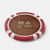 茶色の素朴なレンガの石に名前の文字の年日付を追加 ポーカーチップ (シングル)